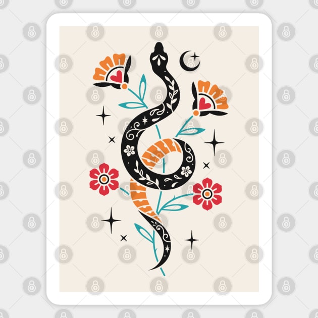 Snake flowers Magnet by Inkshit13